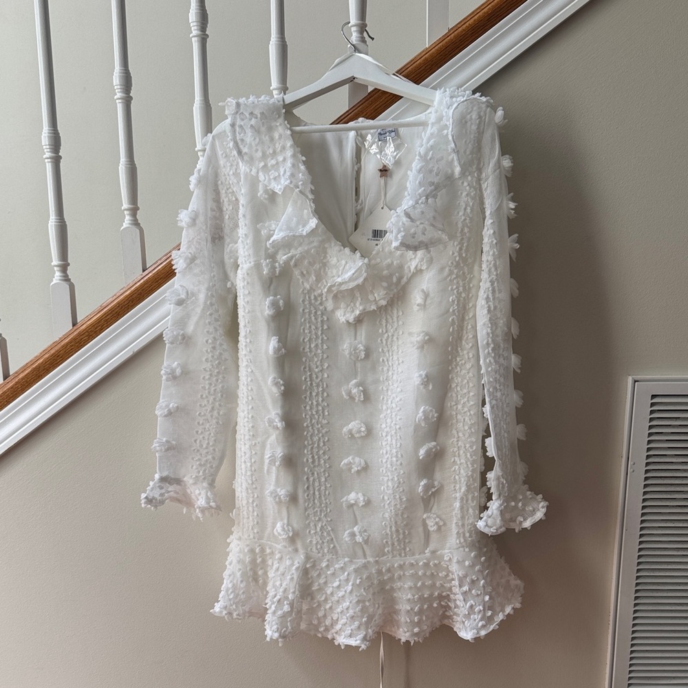 Angel Biba White Long Sleeve Dress
